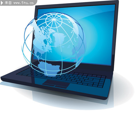 数字化时代的绿色宣言 电脑产品与地球图标的环保融合